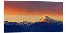 Foam board print New Zealand Mount Cook Sunset