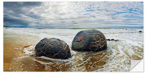 Selvklebende plakat New Zealand Moeraki Boulders 2