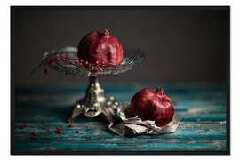 Gerahmter Kunstdruck Stillleben mit Granatapfel