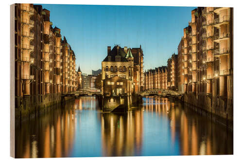 Wood print Hamburg Speicherstadt