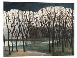 Foam board print Pond Surrounded by Trees, Winter