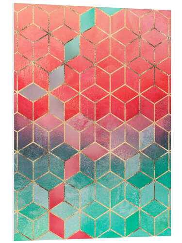 Quadro em PVC Rose And Turquoise Cubes