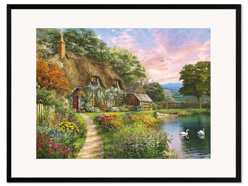 Framed art print Sunset Country Cottage