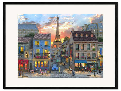Kunsttryk i ramme streets of paris