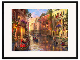 Gerahmter Kunstdruck Sonnenuntergang in Venedig
