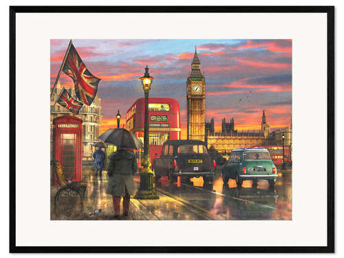 Kunsttryk i ramme Raining Parliament Square