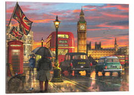 Tableau en plexi-alu Parliament Square sous la pluie