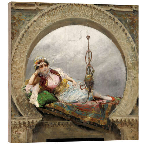 Hout print A reclining odalisque