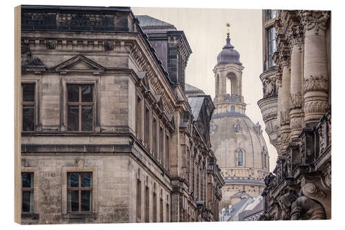 Wood print Overlooking the Frauenkirche in Dresden (Germany)