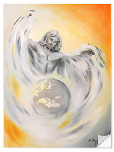 Selvklebende plakat Guardian angel world peace