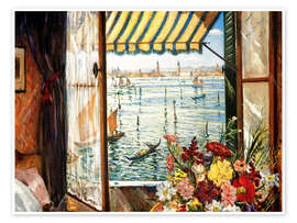 Wall print  Looking out a window in Venice - Christopher Nevinson