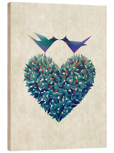 Tableau en bois Love Birds