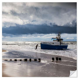 Selvklebende plakat Fisherman - Baltic Sea