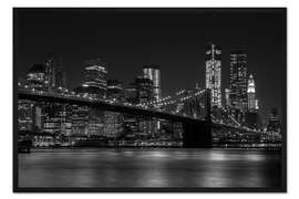 Gerahmter Kunstdruck Brooklyn Bridge bei Nacht