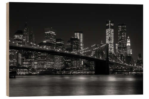 Wood print Brooklyn Bridge at Night