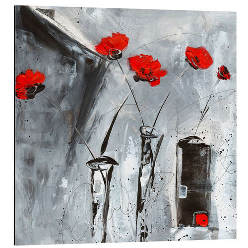 Tableau en aluminium Coquelicots rouges I