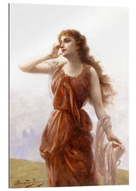 Gallery print A young red-clad woman with wistful look