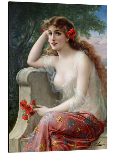 Aluminium print Young Beauty with Poppies