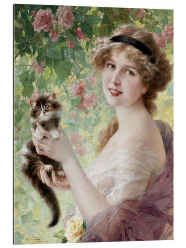 Gallery print Young girl with a kitten