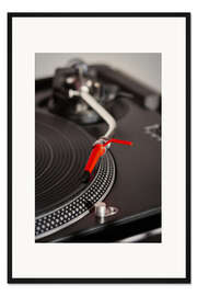 Gerahmter Kunstdruck Plattenspieler mit rotem Kopf