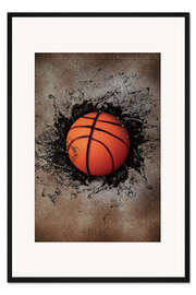 Gerahmter Kunstdruck Steinmauer und Basketball