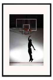 Gerahmter Kunstdruck Silhouette eines Basketballers