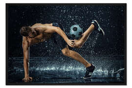 Gerahmter Kunstdruck Fußballer im Regen