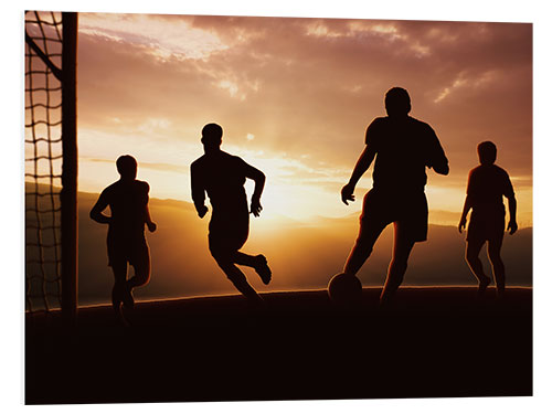 PVC print Football players in front of sunset