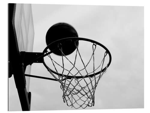 Tableau en plexi-alu Vue du dessous d'un panier de basketball