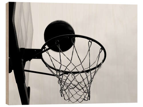 Trätavla Basketkorg svartvit