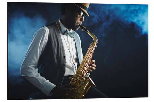 Tableau en aluminium Saxophoniste