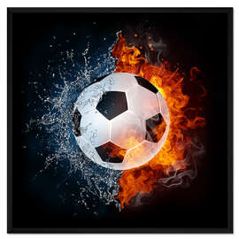 Gerahmter Kunstdruck Der Fußball im Kampf der Elemente