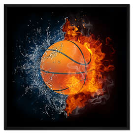 Gerahmter Kunstdruck Der Basketball im Kampf der Elemente