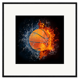 Framed art print Basketball in the battle of the elements