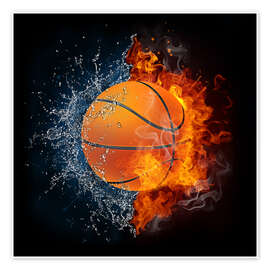 Poster Der Basketball im Kampf der Elemente