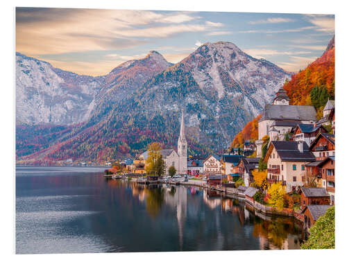 Foam board print Hallstatt, Austria in the Autumn