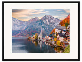 Gerahmter Kunstdruck Hallstatt, Österreich im Herbst
