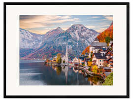 Stampa artistica con cornice Hallstatt, Austria in the Autumn