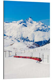 Aluminium print Rhaetian Railway on the Bernina Pass in Graubünden