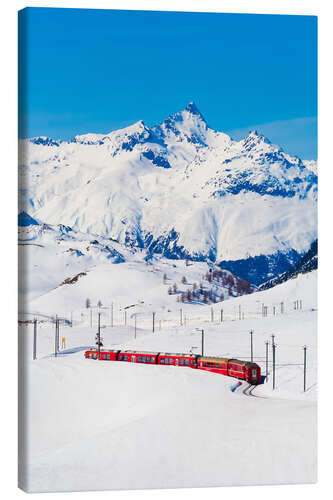 Canvas print Rhaetian Railway on the Bernina Pass in Graubünden