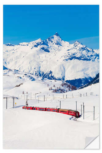 Wandsticker Rhätische Bahn am Bernina Pass in Graubünden