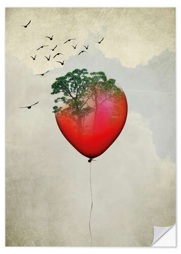 Selvklebende plakat Red balloon