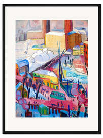 Gerahmter Kunstdruck Smokes, Stockholm - Von Stadsgården, Blick über Slussen und Mälaren