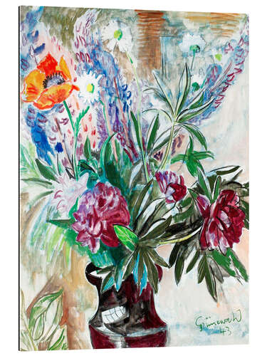 Tableau en plexi-alu Still Life with Peonies