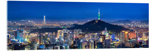 Stampa su vetro acrilico Seoul panorama at night overlooking Namsan and N Seoul Tower