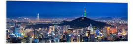 Acrylic print Seoul panorama at night overlooking Namsan and N Seoul Tower