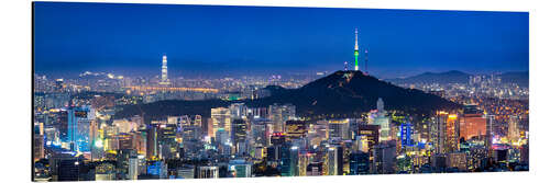 Stampa su alluminio Seoul panorama at night overlooking Namsan and N Seoul Tower