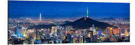 Aluminium print Seoul panorama at night overlooking Namsan and N Seoul Tower