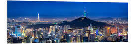 Foam board print Seoul panorama at night overlooking Namsan and N Seoul Tower