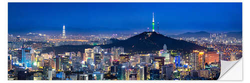 Wandsticker Seoul Panorama bei Nacht mit Blick auf Namsan und N Seoul Tower